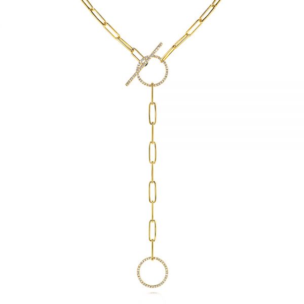 14k Yellow Gold 14k Yellow Gold Floating Diamond Necklace - Three-Quarter View -  106515