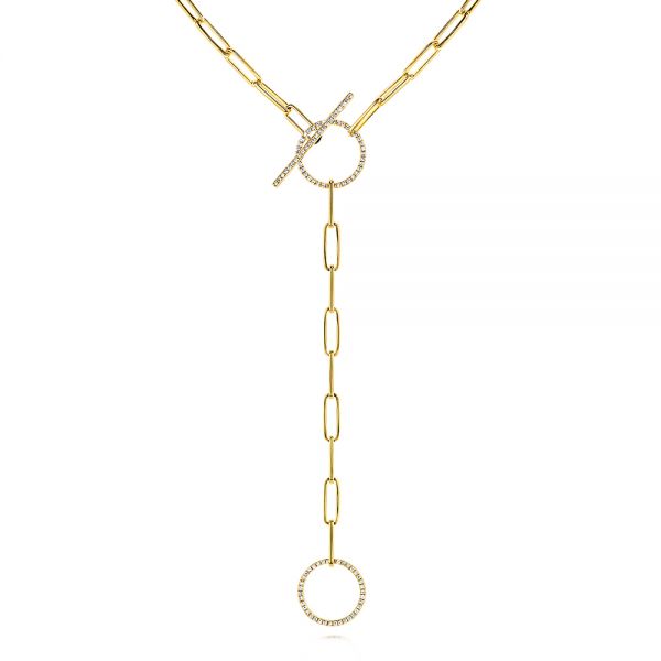 18k Yellow Gold 18k Yellow Gold Floating Diamond Necklace - Three-Quarter View -  106515