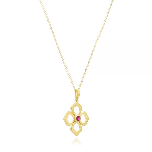 Floral Ruby Pendant - Flat View -  107252