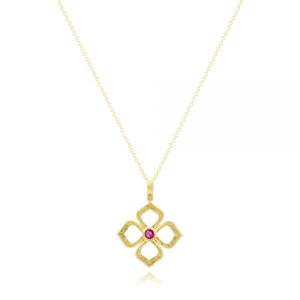 Floral Ruby Pendant - Three-Quarter View -  107252