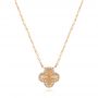 18k Rose Gold 18k Rose Gold Fluted Clover Diamond Necklace - Three-Quarter View -  107760 - Thumbnail
