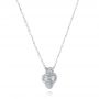 14k White Gold 14k White Gold Fluted Clover Diamond Necklace - Flat View -  107760 - Thumbnail