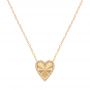 18k Rose Gold 18k Rose Gold Fluted Heart Diamond Necklace - Three-Quarter View -  107762 - Thumbnail