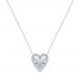 18k White Gold 18k White Gold Fluted Heart Diamond Necklace - Three-Quarter View -  107762 - Thumbnail