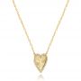 14k Yellow Gold Fluted Heart Diamond Necklace - Flat View -  107762 - Thumbnail