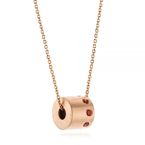 18k Rose Gold 18k Rose Gold Fortuna Slide Necklace With Orange Sapphires - Flat View - 105818