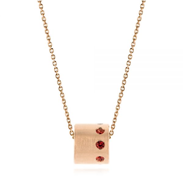 14k Rose Gold 14k Rose Gold Fortuna Slide Necklace With Orange Sapphires - Three-Quarter View -  105818