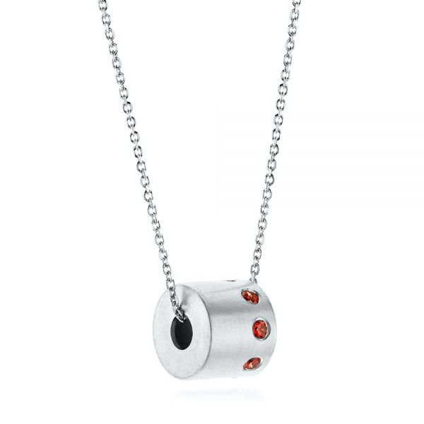Platinum Platinum Fortuna Slide Necklace With Orange Sapphires - Flat View - 105818
