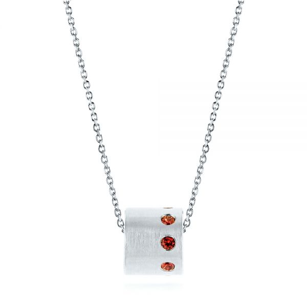18k White Gold 18k White Gold Fortuna Slide Necklace With Orange Sapphires - Three-Quarter View -  105818