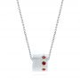  Platinum Platinum Fortuna Slide Necklace With Orange Sapphires - Three-Quarter View -  105818 - Thumbnail
