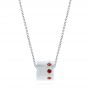 18k White Gold 18k White Gold Fortuna Slide Necklace With Orange Sapphires - Three-Quarter View -  105818 - Thumbnail