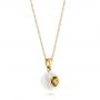 14k Yellow Gold Fresh Carved White Pearl Pendant - Flat View -  103253 - Thumbnail