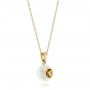 14k Yellow Gold Fresh Carved White Pearl Pendant - Flat View -  103253 - Thumbnail