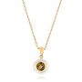 14k Yellow Gold Fresh Carved White Pearl Pendant - Three-Quarter View -  103253 - Thumbnail