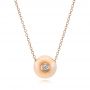 14k Rose Gold 14k Rose Gold Fresh Peach Pearl And Diamond Pendant - Three-Quarter View -  101120 - Thumbnail