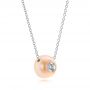 18k White Gold 18k White Gold Fresh Peach Pearl And Diamond Pendant - Flat View -  101120 - Thumbnail