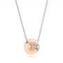 14k White Gold 14k White Gold Fresh Peach Pearl And Diamond Pendant - Flat View -  101120 - Thumbnail