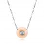  Platinum Platinum Fresh Peach Pearl And Diamond Pendant - Three-Quarter View -  101120 - Thumbnail