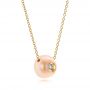 18k Yellow Gold 18k Yellow Gold Fresh Peach Pearl And Diamond Pendant - Flat View -  101120 - Thumbnail