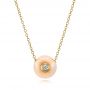 14k Yellow Gold Fresh Peach Pearl And Diamond Pendant - Three-Quarter View -  101120 - Thumbnail