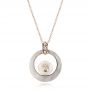 18k Rose Gold 18k Rose Gold Fresh White Pearl And Diamond Pendant - Three-Quarter View -  101118 - Thumbnail