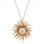 18k Rose Gold 18k Rose Gold Fresh White Pearl And Diamond Pendant - Three-Quarter View -  101119 - Thumbnail