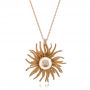 14k Rose Gold 14k Rose Gold Fresh White Pearl And Diamond Pendant - Three-Quarter View -  101119 - Thumbnail