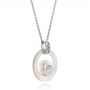 14k White Gold Fresh White Pearl And Diamond Pendant - Flat View -  101118 - Thumbnail