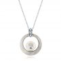 18k White Gold 18k White Gold Fresh White Pearl And Diamond Pendant - Three-Quarter View -  101118 - Thumbnail