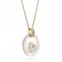 14k Yellow Gold 14k Yellow Gold Fresh White Pearl And Diamond Pendant - Flat View -  101118 - Thumbnail