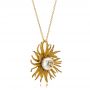 14k Yellow Gold Fresh White Pearl And Diamond Pendant - Flat View -  101119 - Thumbnail