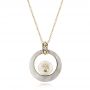 18k Yellow Gold 18k Yellow Gold Fresh White Pearl And Diamond Pendant - Three-Quarter View -  101118 - Thumbnail