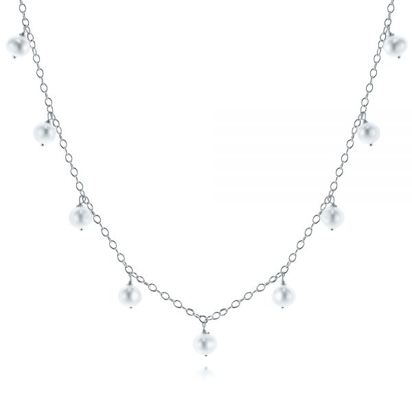 18k White Gold 18k White Gold Freshwater Cultured Pearl Necklace - Three-Quarter View -  106153