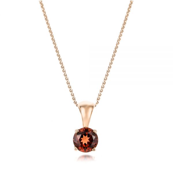 18k Rose Gold 18k Rose Gold Garnet Pendant - Three-Quarter View -  100964