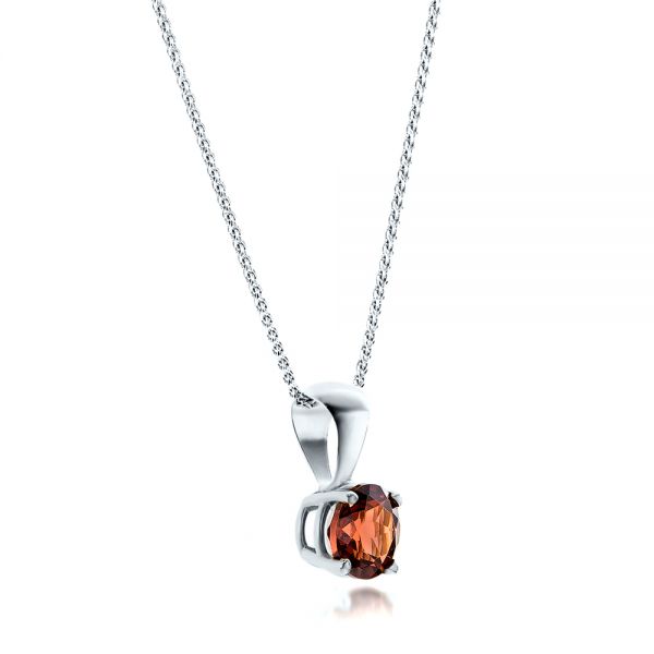 18k White Gold 18k White Gold Garnet Pendant - Flat View -  100964