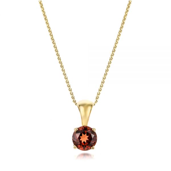 14k Yellow Gold Garnet Pendant - Three-Quarter View -  100964