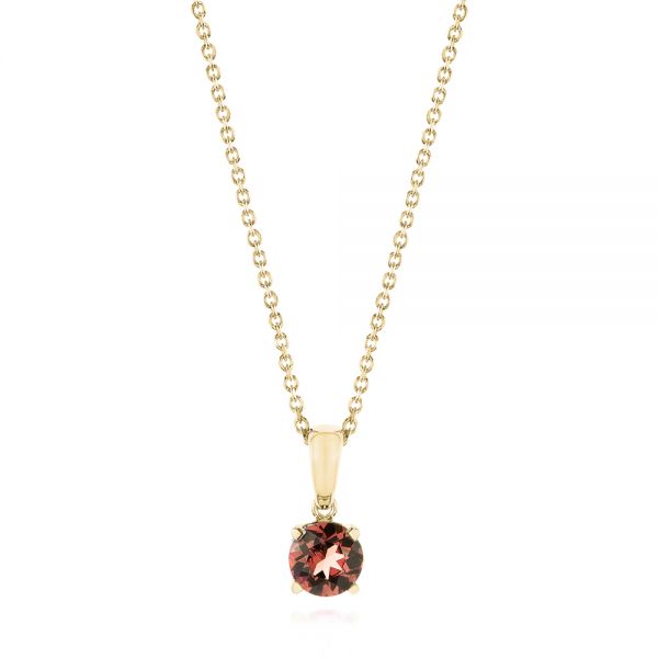 18k Yellow Gold 18k Yellow Gold Garnet Pendant - Three-Quarter View -  103710