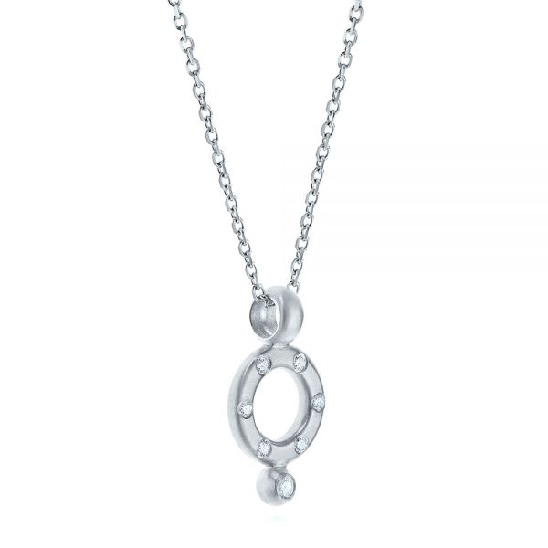  Platinum Platinum Geometric Brushed Diamond Necklace - Flat View -  105814