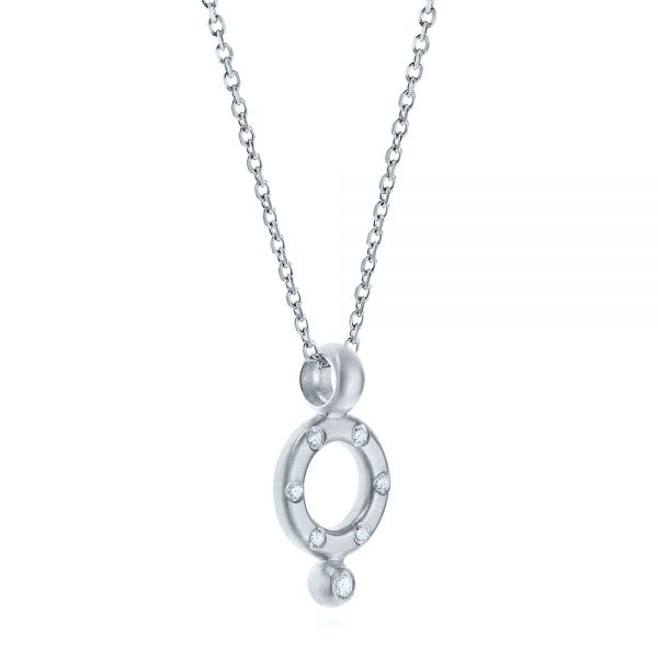 Platinum Platinum Geometric Brushed Diamond Necklace - Flat View - 105814