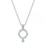  Platinum Platinum Geometric Brushed Diamond Necklace - Three-Quarter View -  105814 - Thumbnail