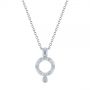 14k White Gold 14k White Gold Geometric Brushed Diamond Necklace - Three-Quarter View -  105814 - Thumbnail