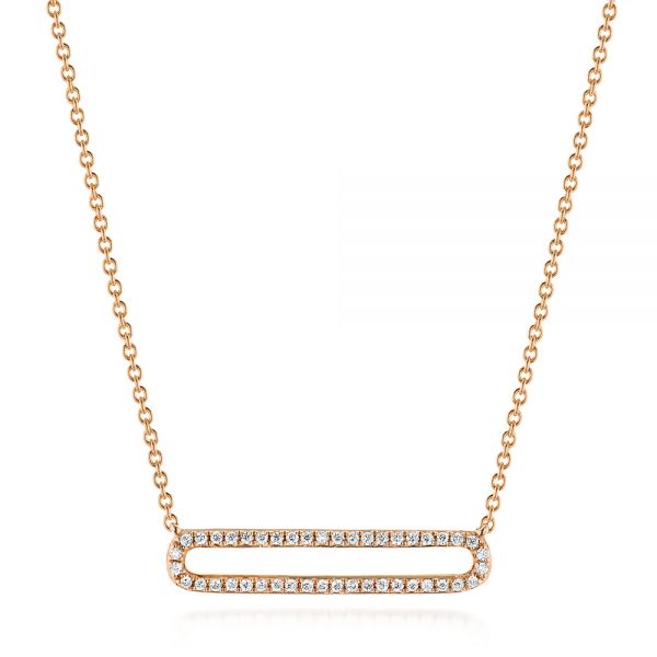 18k Rose Gold 18k Rose Gold Geometric Diamond Necklace - Three-Quarter View -  104359