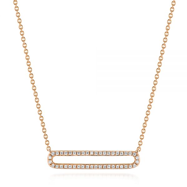 14k Rose Gold 14k Rose Gold Geometric Diamond Necklace - Three-Quarter View - 104359