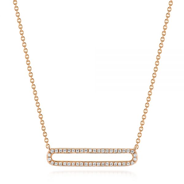 14k Rose Gold 14k Rose Gold Geometric Diamond Necklace - Three-Quarter View -  104359