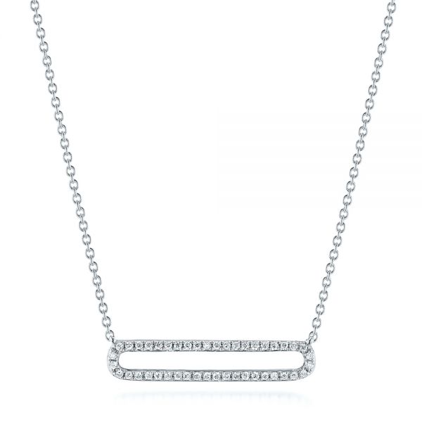 18k White Gold 18k White Gold Geometric Diamond Necklace - Three-Quarter View -  104359