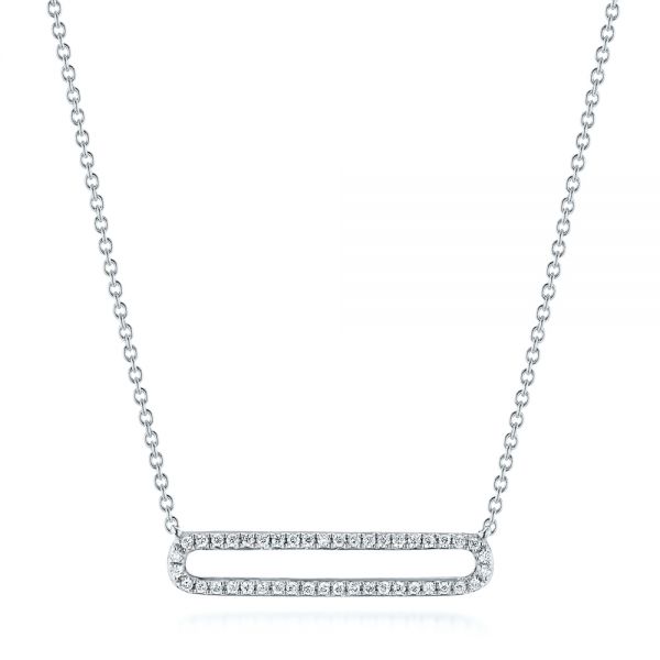 Platinum Platinum Geometric Diamond Necklace - Three-Quarter View - 104359