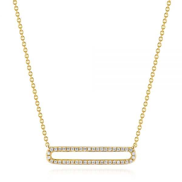 18k Yellow Gold 18k Yellow Gold Geometric Diamond Necklace - Three-Quarter View -  104359