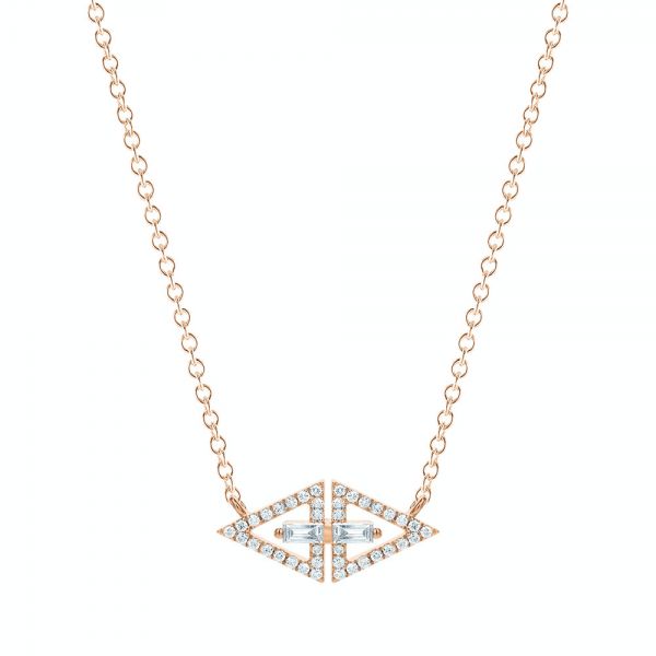 18k Rose Gold 18k Rose Gold Geometric Diamond Triangle Pendant - Three-Quarter View -  107092