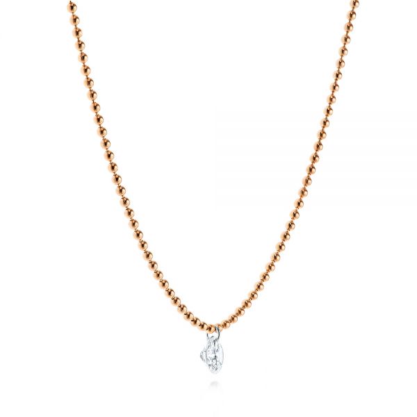 18k Rose Gold 18k Rose Gold Ball Chain Diamond Necklace - Flat View -  106693