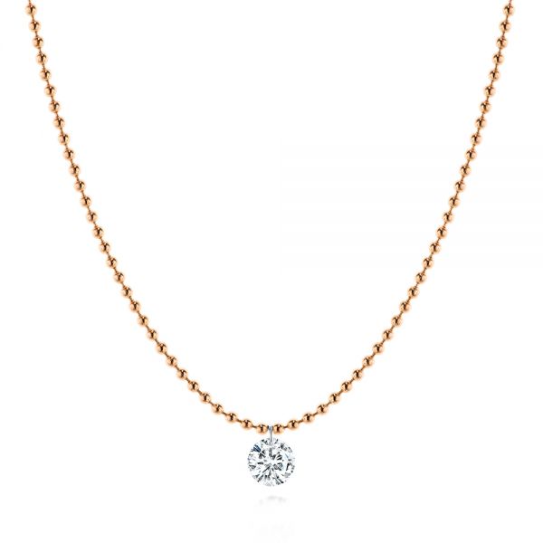 18k Rose Gold 18k Rose Gold Ball Chain Diamond Necklace - Three-Quarter View -  106693